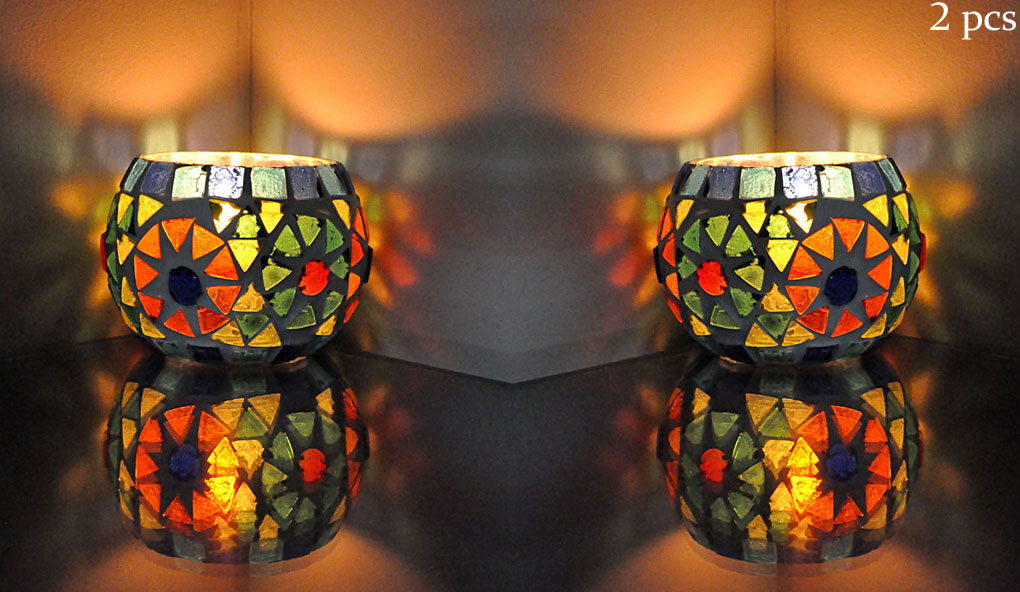 Lalhaveli Diwali Christmas Home Decorative Glass Tealight Candle Holders lights Xmas Gifts 3 x 3 Inches